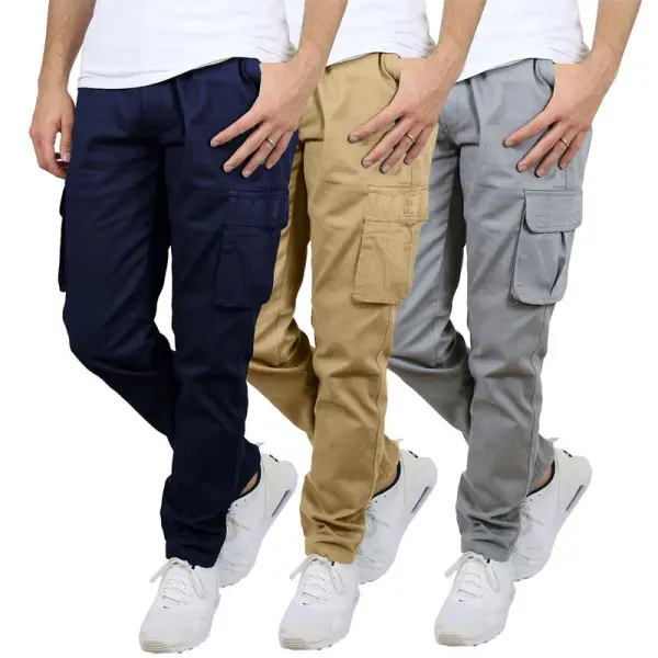Men'S 3 Pack Flex Stretch Cotton Cargo Pants