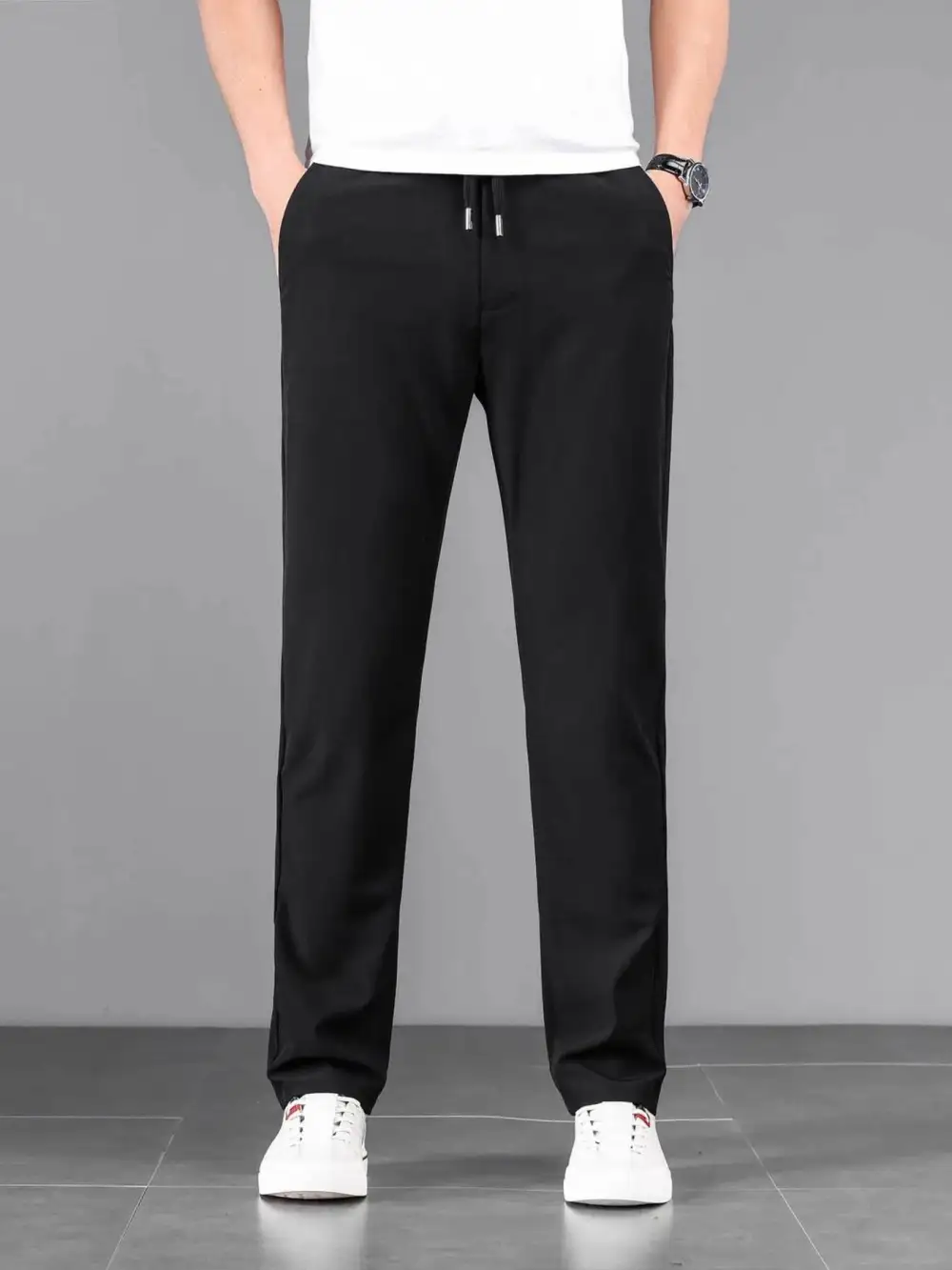Men's Plus Size Casual Drawstring Straight Leg Pants