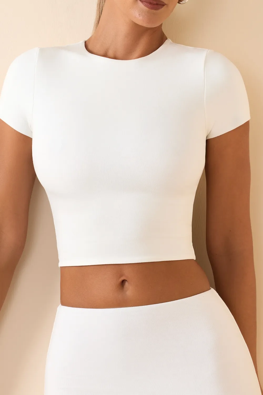 Simple Solid Color Round Neck Slim Short Sleeves