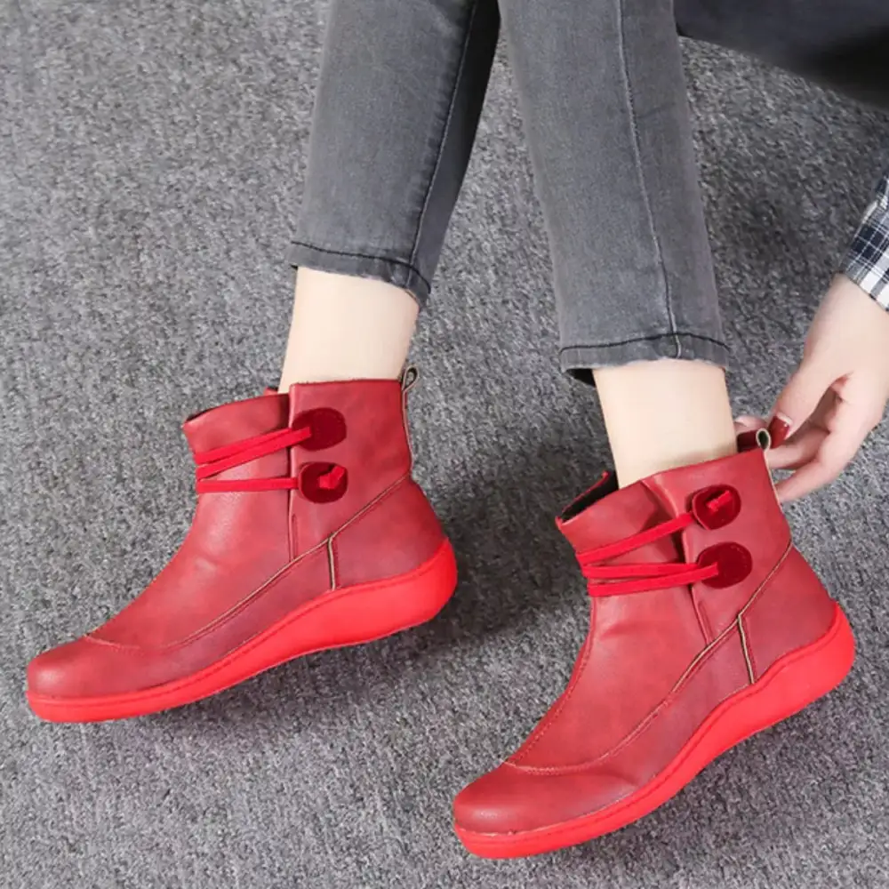Button Detail Ankle Boots