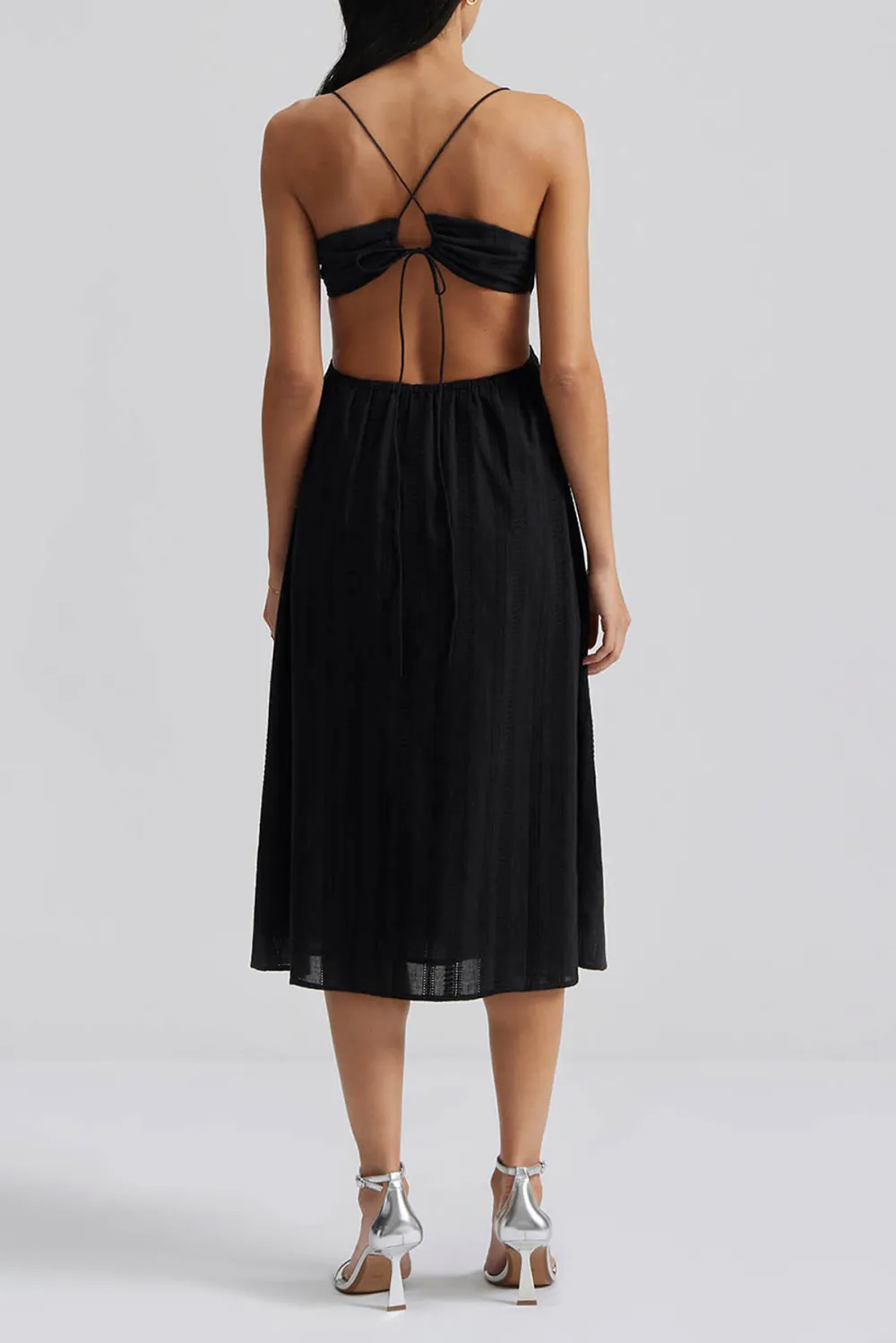 Cut Out Strapless Midi Dress