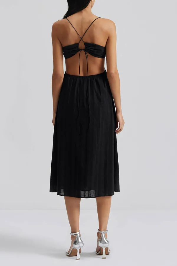 Cut Out Strapless Midi Dress