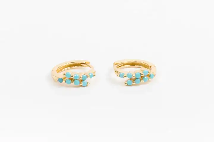 Turquoise Wrap Huggie Silver And