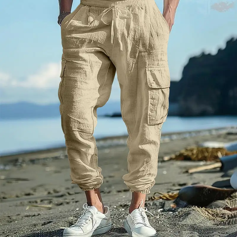 Men's Casual Cargo Waistband Pockets Cargo Pants