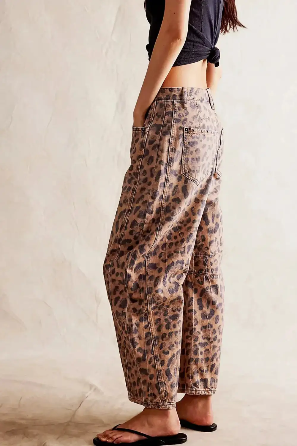 Leopard-Print Mid-Rise Relaxed Jeans