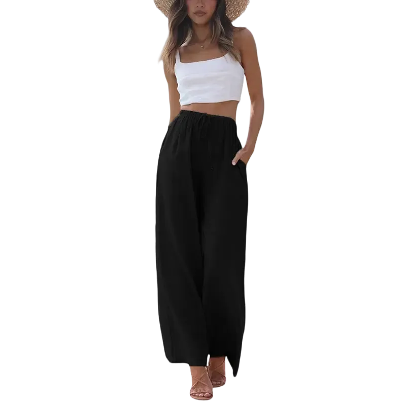 Women's cotton and linen wide-leg pants for summer