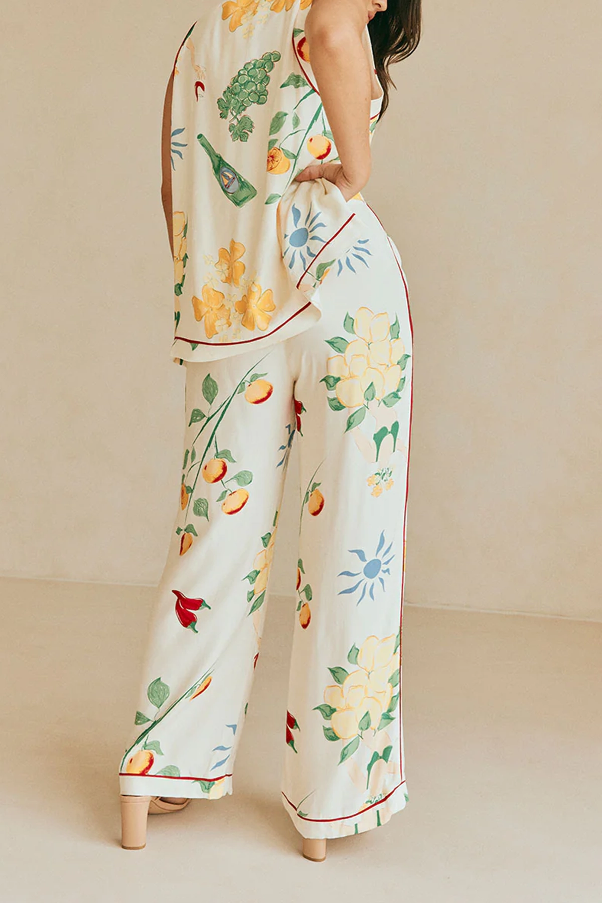 Fruit Print Slight Stretch Pants