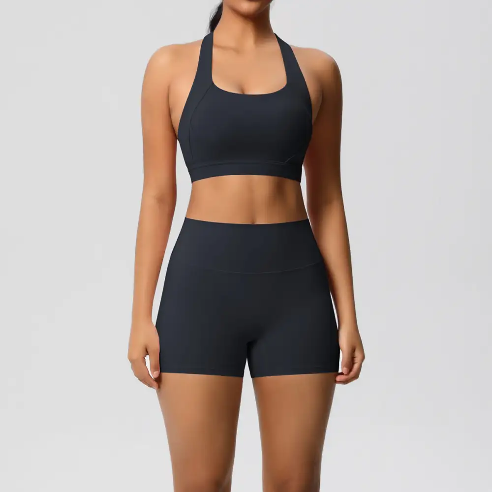 Cross-Back Backless Two-Piece Shorts Active Set