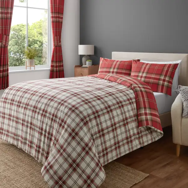 Graceful Bedroom Reversible Check Cotton Duvet Cover Set