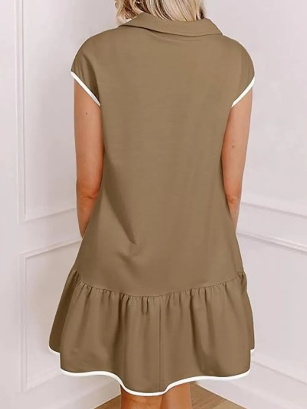 Zip Front Ruffle Dress Casual