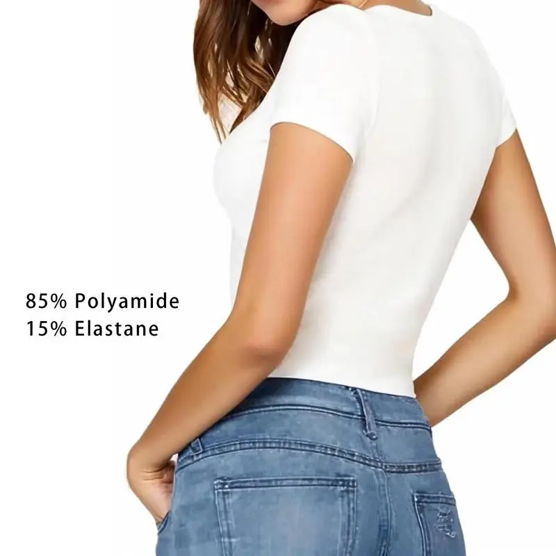 5 Pack Short Sleeve Bodysuits - Women'S Crew Neck T ShirtBodysuits For Daily Casual Wear