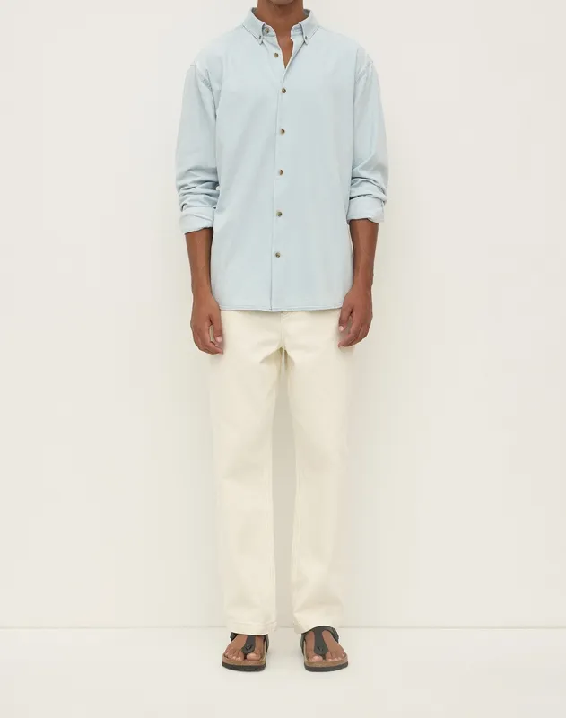 Pale Blue Denim Button-Up Shirt