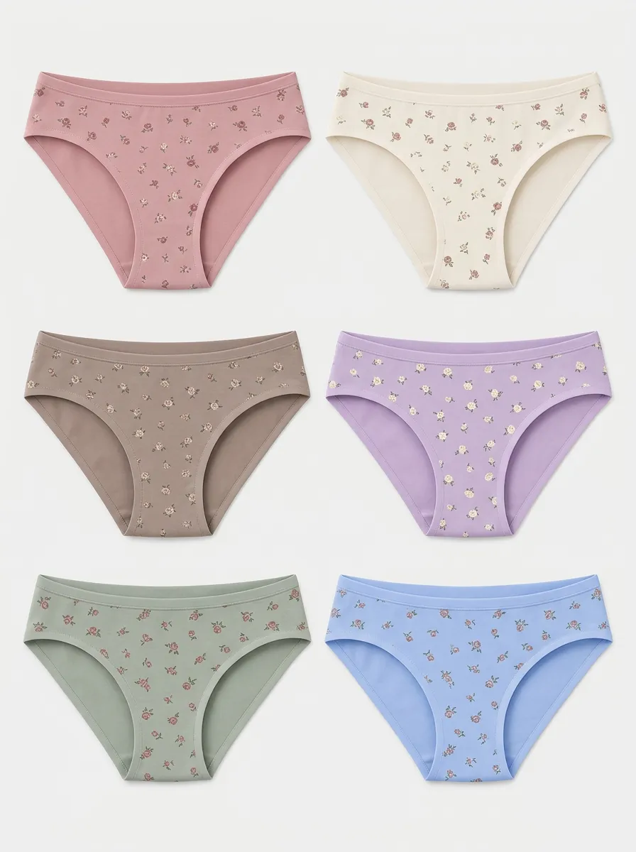 Women's Multicolor Floral Patterned Bikini Briefs Multi-Pack