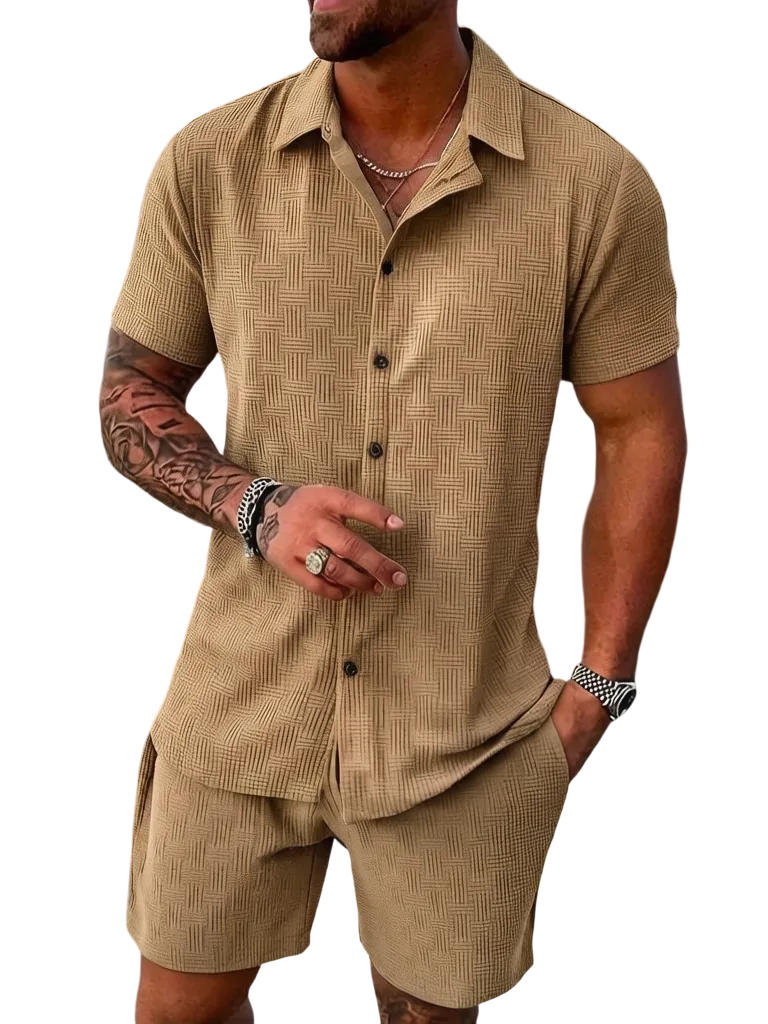 🔥 Men's Short Sleeve Pajama Two-Piece Set | Comfortable Loungewear Essential