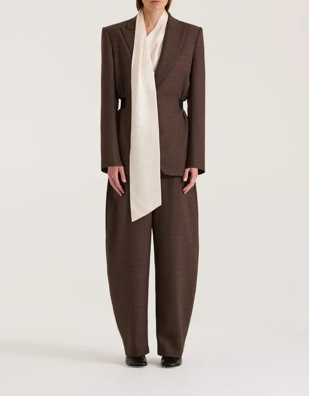 Ganache Cinched Waist Longline Blazer