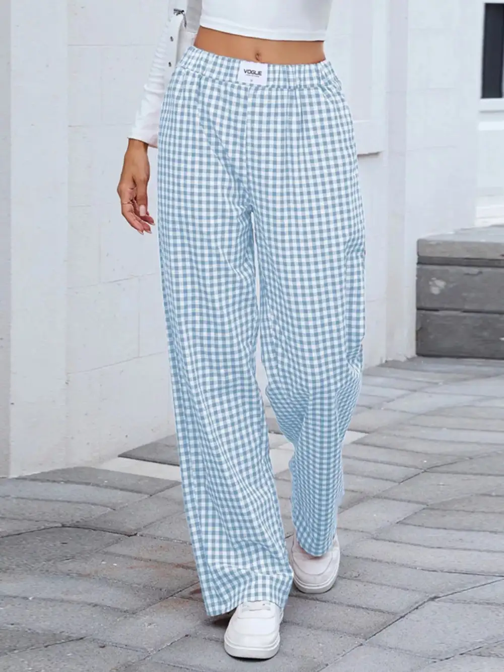 Relaxed Plaid Wide Leg Pants