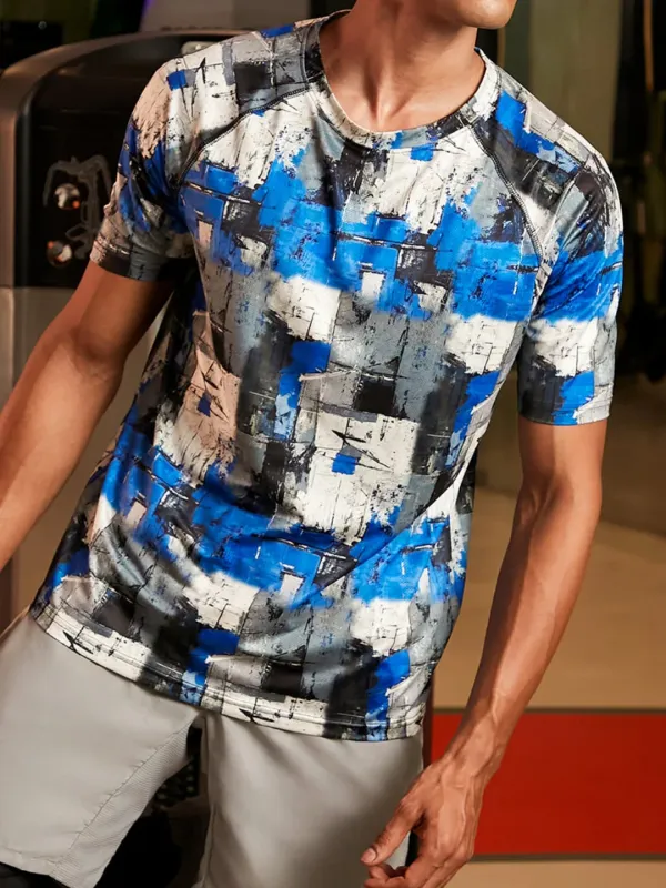 Crew Neck Abstract Activewear T-Shirt