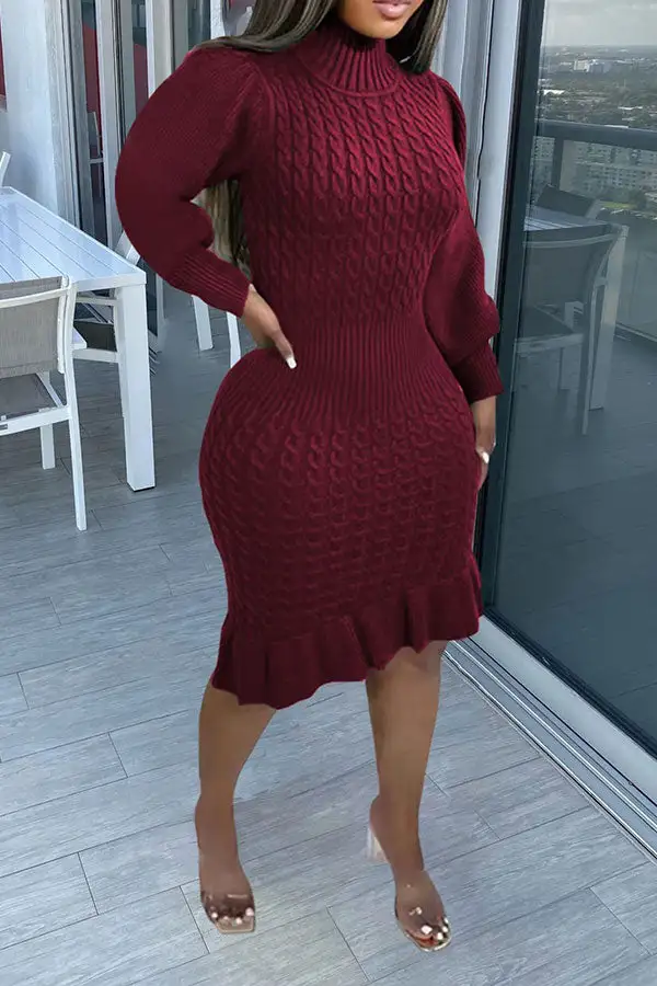 Elegant Ruffle Midi Dress
