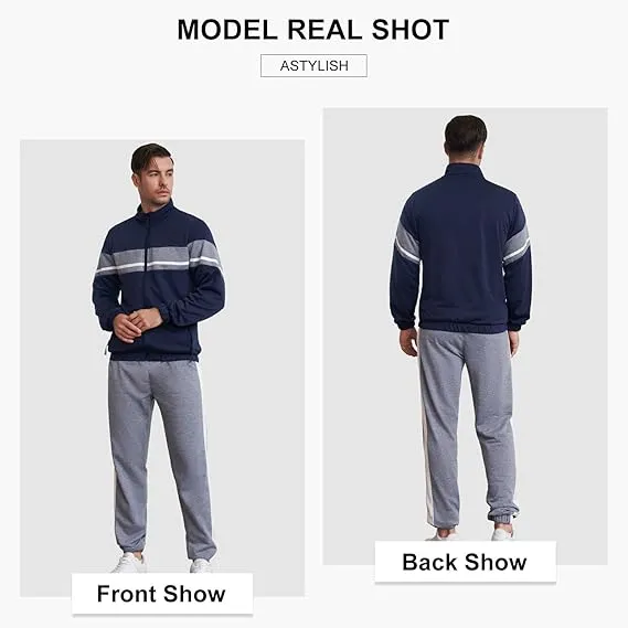 Leading The Better Life Men'S Sweat Suit 2 Piece Outfit Casual Contrast Sports Jogging Tracksuits Set