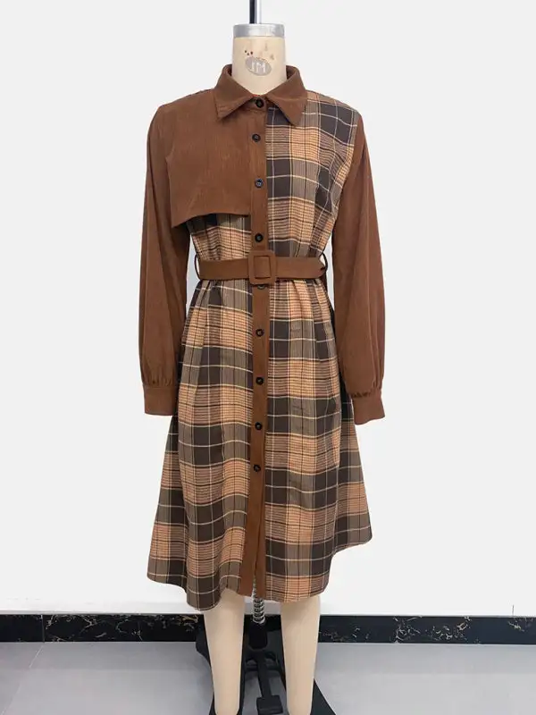 Plaid Patchwork Dress Casual