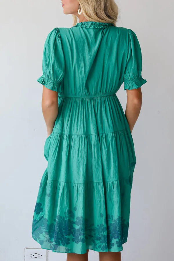 Exquisite Potential Green Tiered Midi Dress