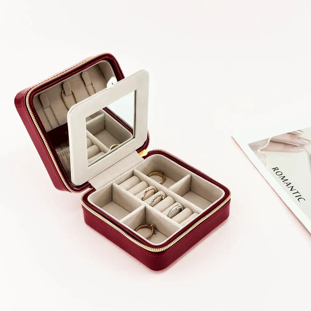 Mirror Lid Travel Jewelry Case