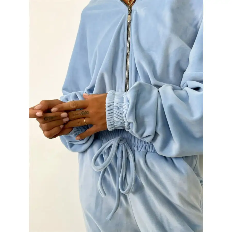 Zip Up Long Sleeve Top and Pants Set