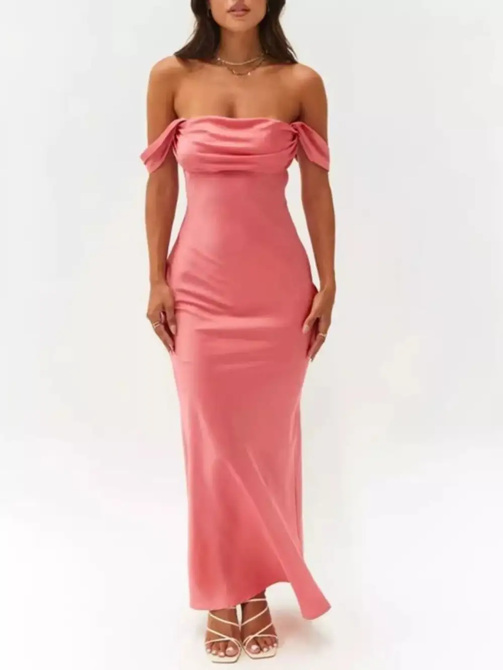 Structured Shape Satin Maxi Dress