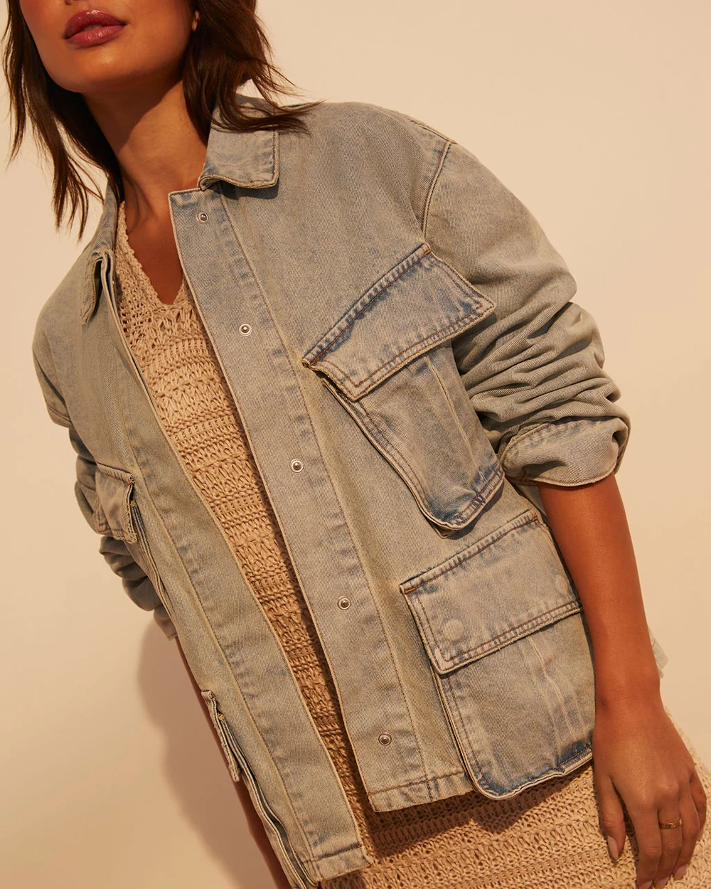 Pocketed Light Wash Denim Jacket