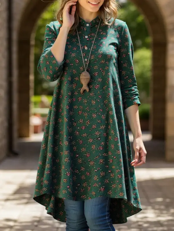 Vintage Long-Sleeved Floral Print Shirt