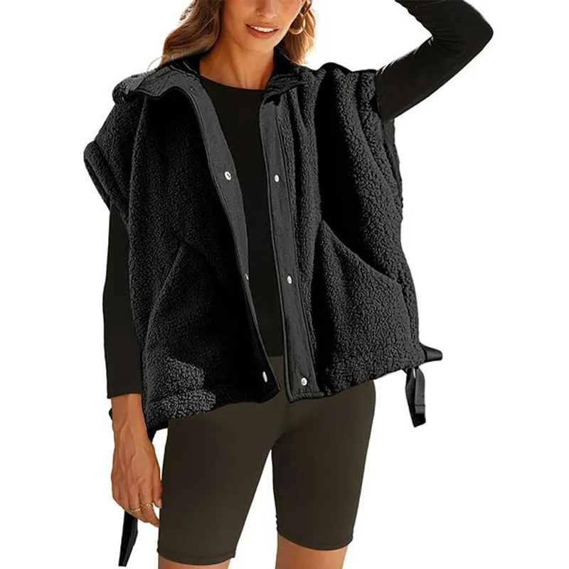 8 Pick Tanming Women'S Warm Sherpa Fleece Vest Casual Cozy Sleeveless Button Down Sherpa Jacket Outerwear With Pockets FallFreshness Womenswear Basic