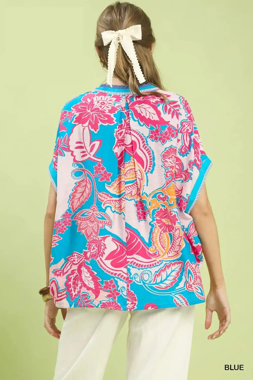 Abstract Print Wide Leg Relaxed Short Sleeve Top