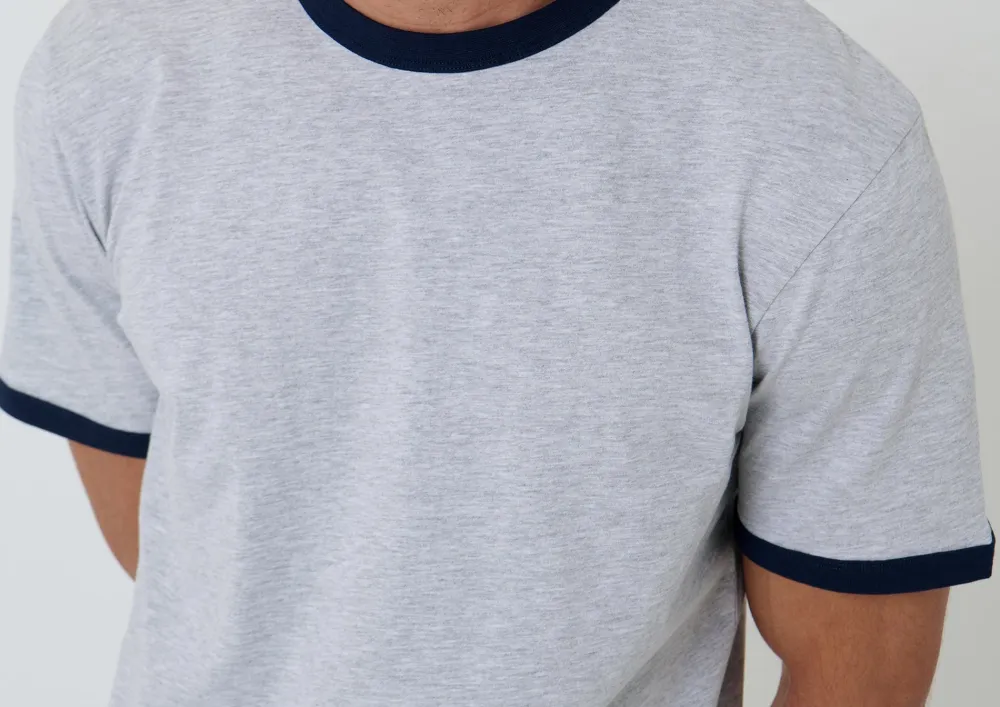 Men's Gray Heather Cotton Ringer T-Shirt