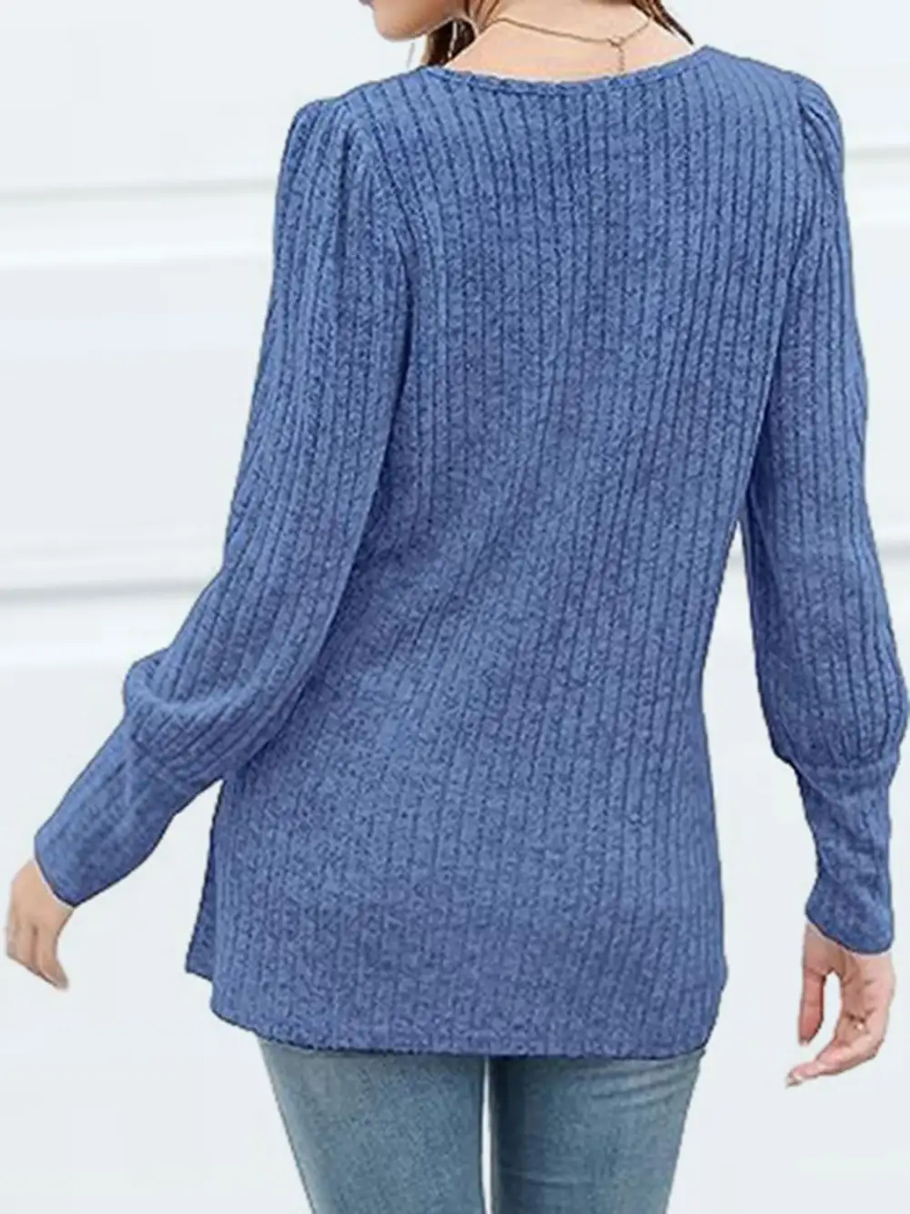 Button Front Square Neck Blouse
