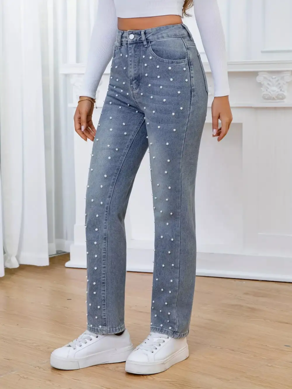 Clean High Waist Straight Leg Denim Jeans