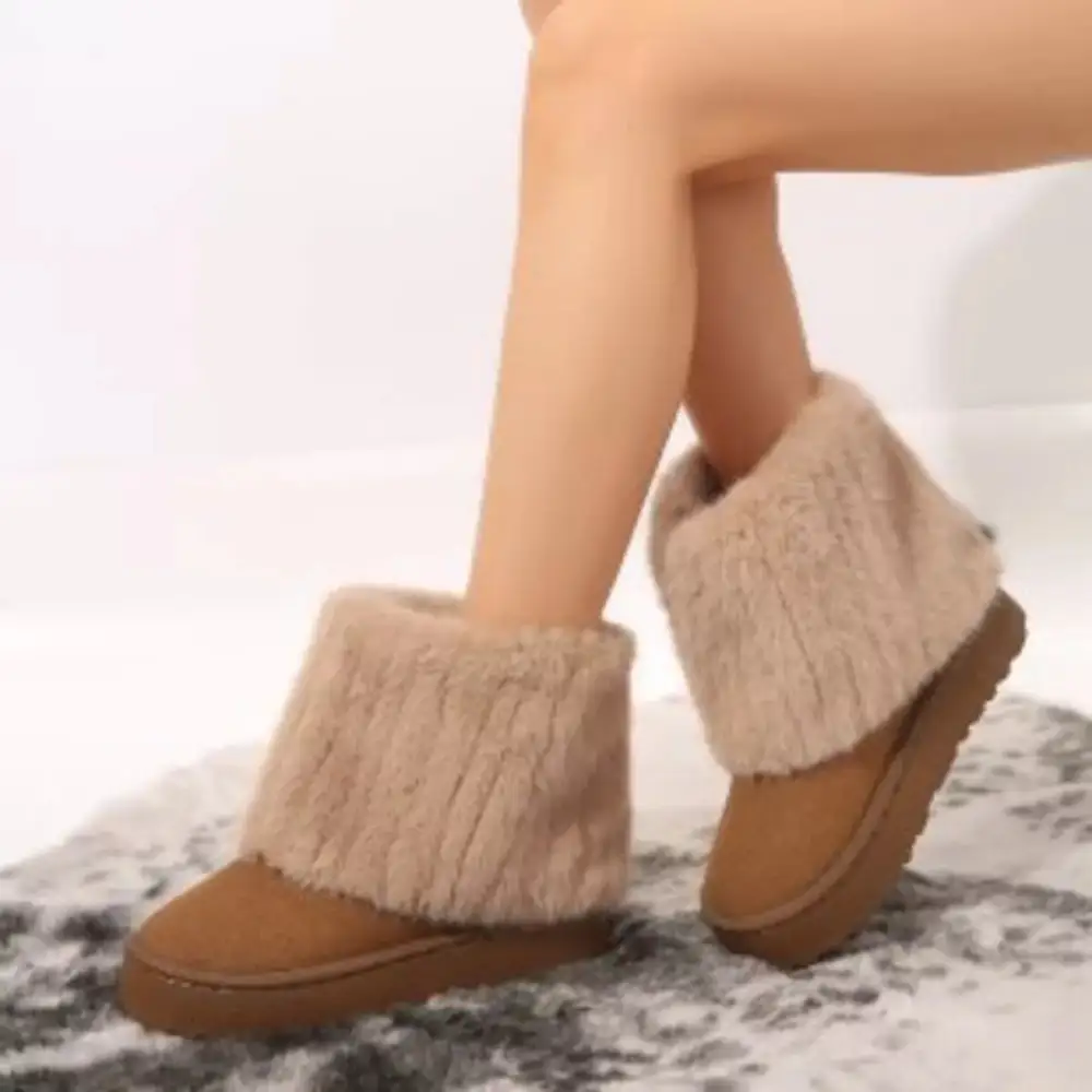 Fuzzy Round Toe Platform Boots