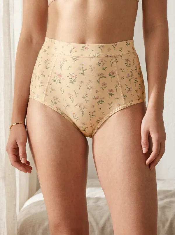 Women's Cottagecore Floral Daisy Printed High-Waisted Panties