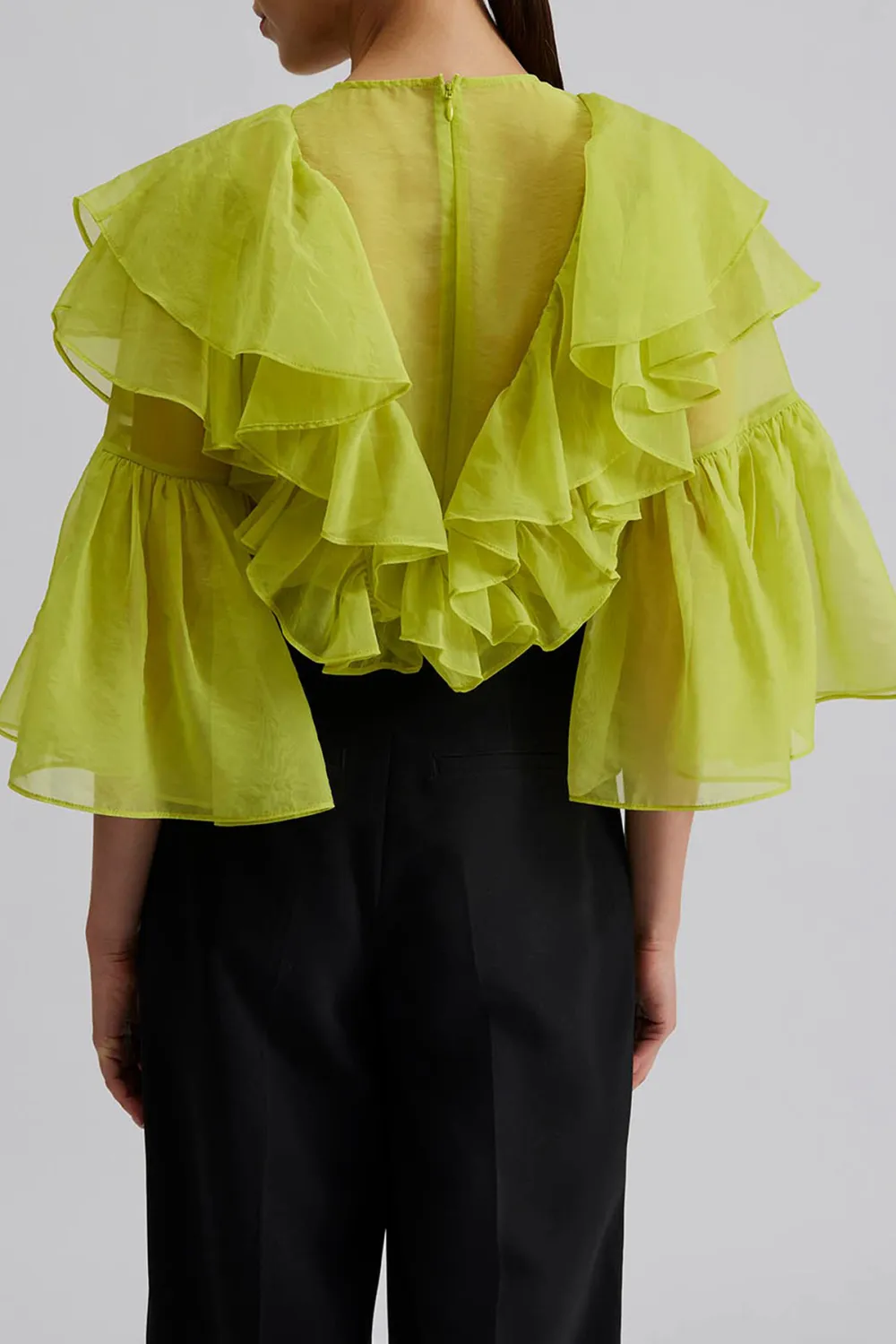 Sheer Ruffled Chiffon Blouse