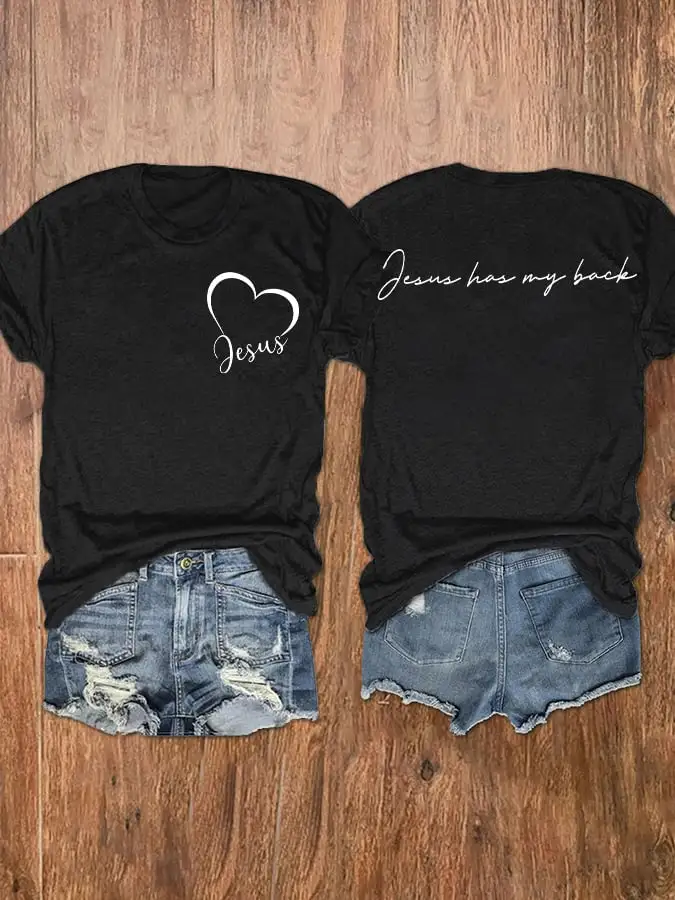 Women's Jesus has my back print short-sleeve T-shirt