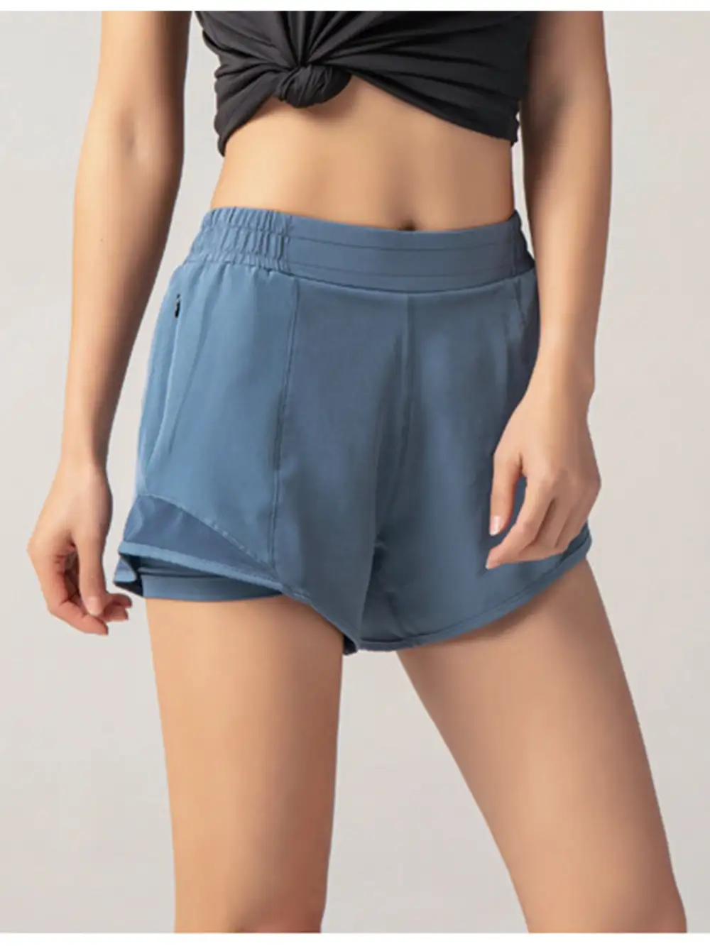 Elastic-Waist Pocketed Lightweight Stretch Running Shorts