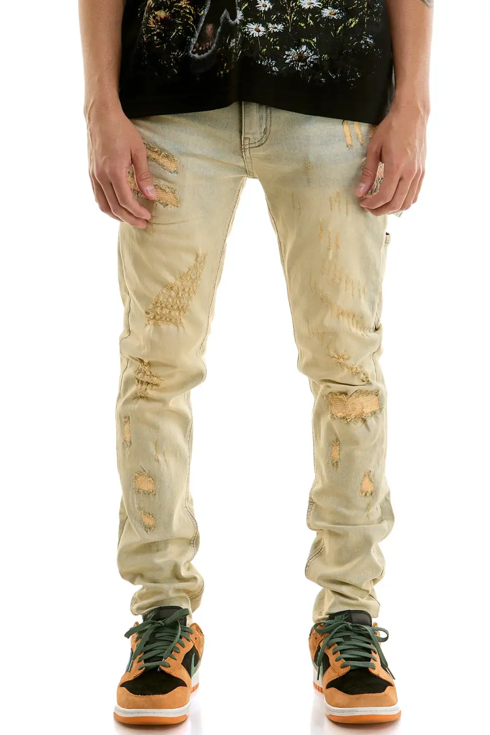Men's Clean Skinny Stacked Distressed Jeans