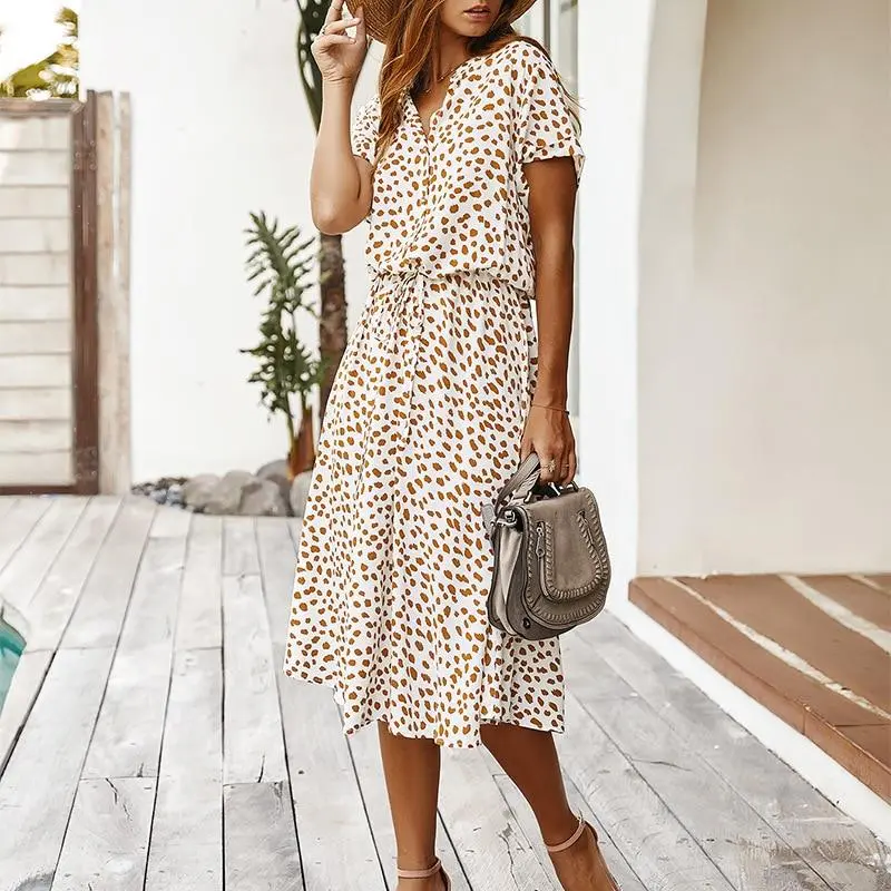 2025 Luludress Ladies Bohemian Leopard Print Shirt Dress