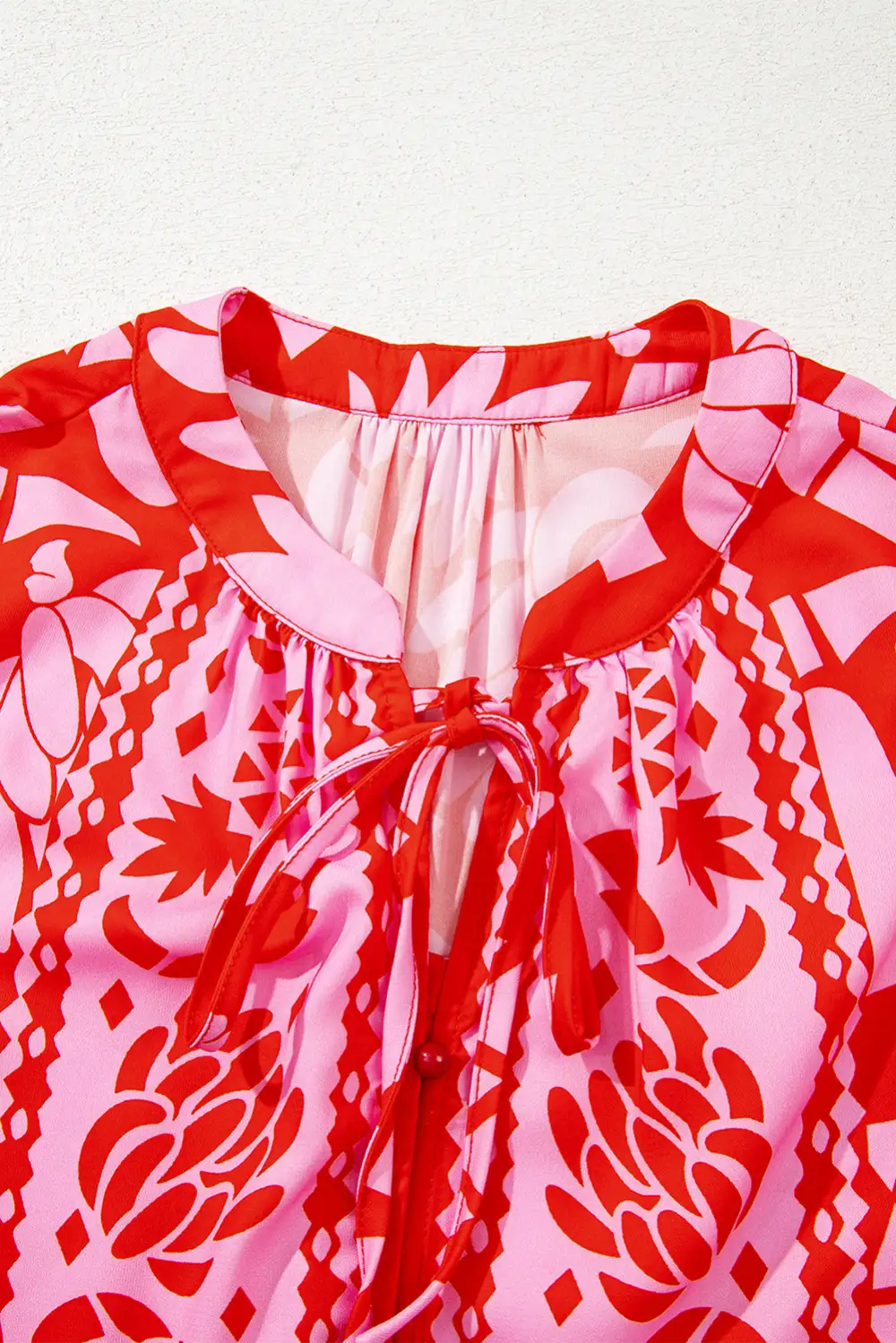 Floral Abstract Print Button Front Blouse