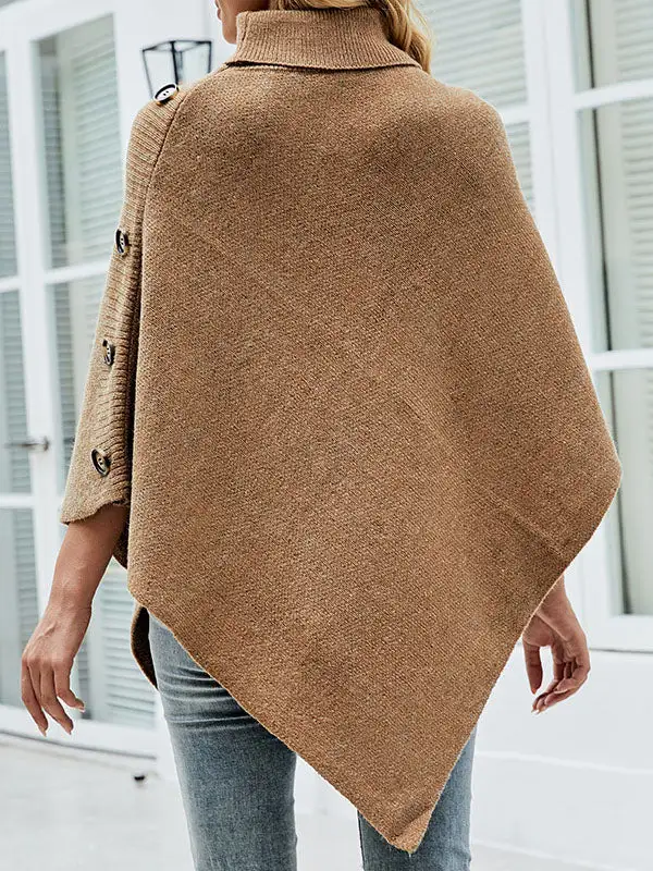 Casual High Neck Knit Cape