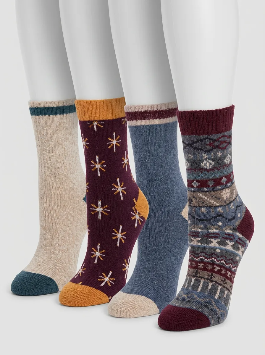 Soft-Look Four-Pair Crew Socks
