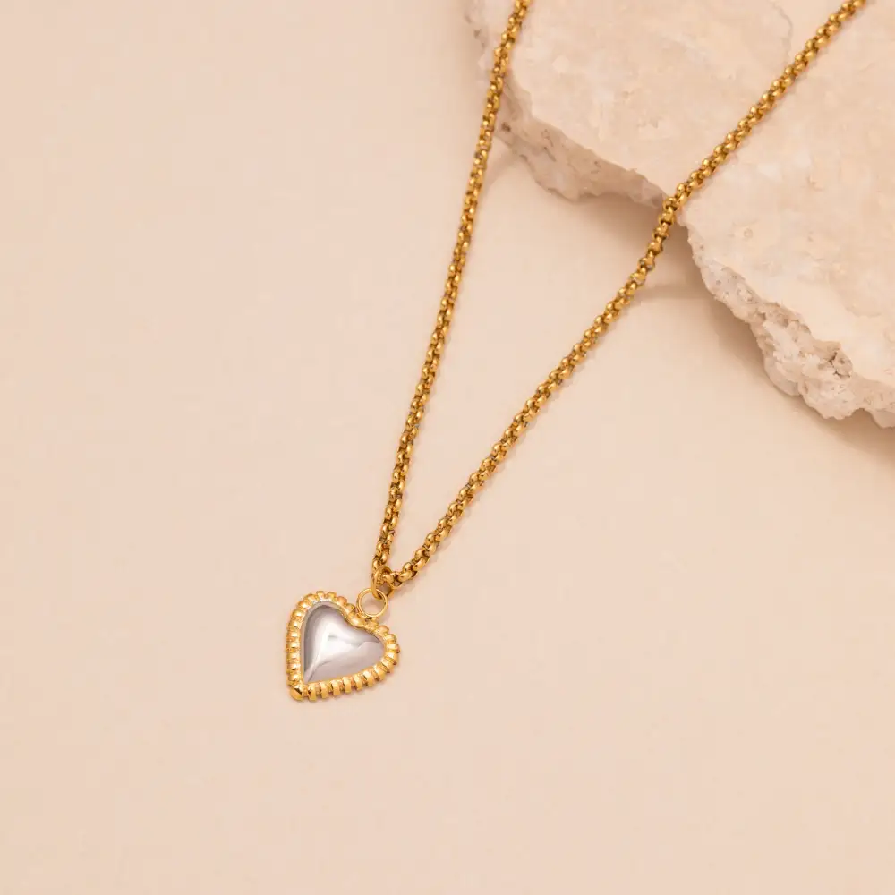 Two-Tone Heart Necklace Necklace