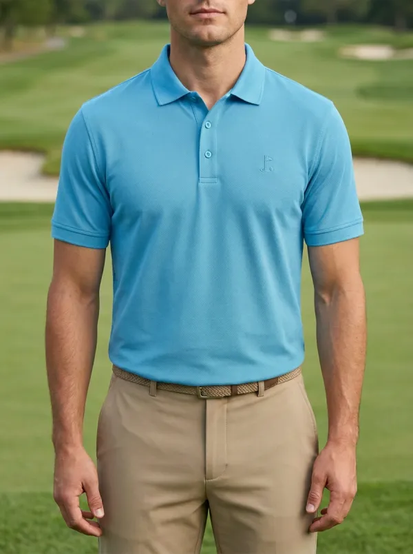 Technical Flag-Motif Embroidered Golf Polo Shirt