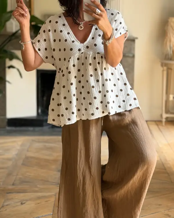 Cotton Polka-Dot Blouse