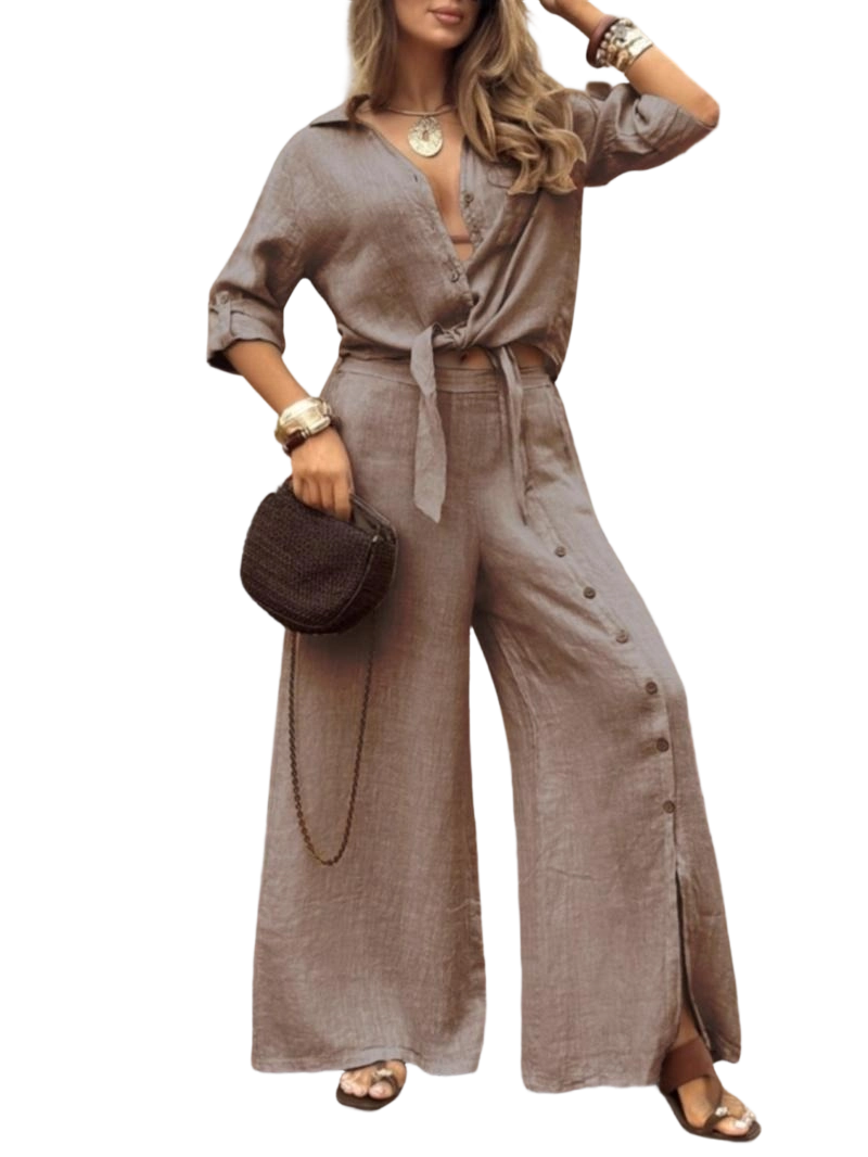 Women's Long-Sleeved Loose-Fitting Shirt Set