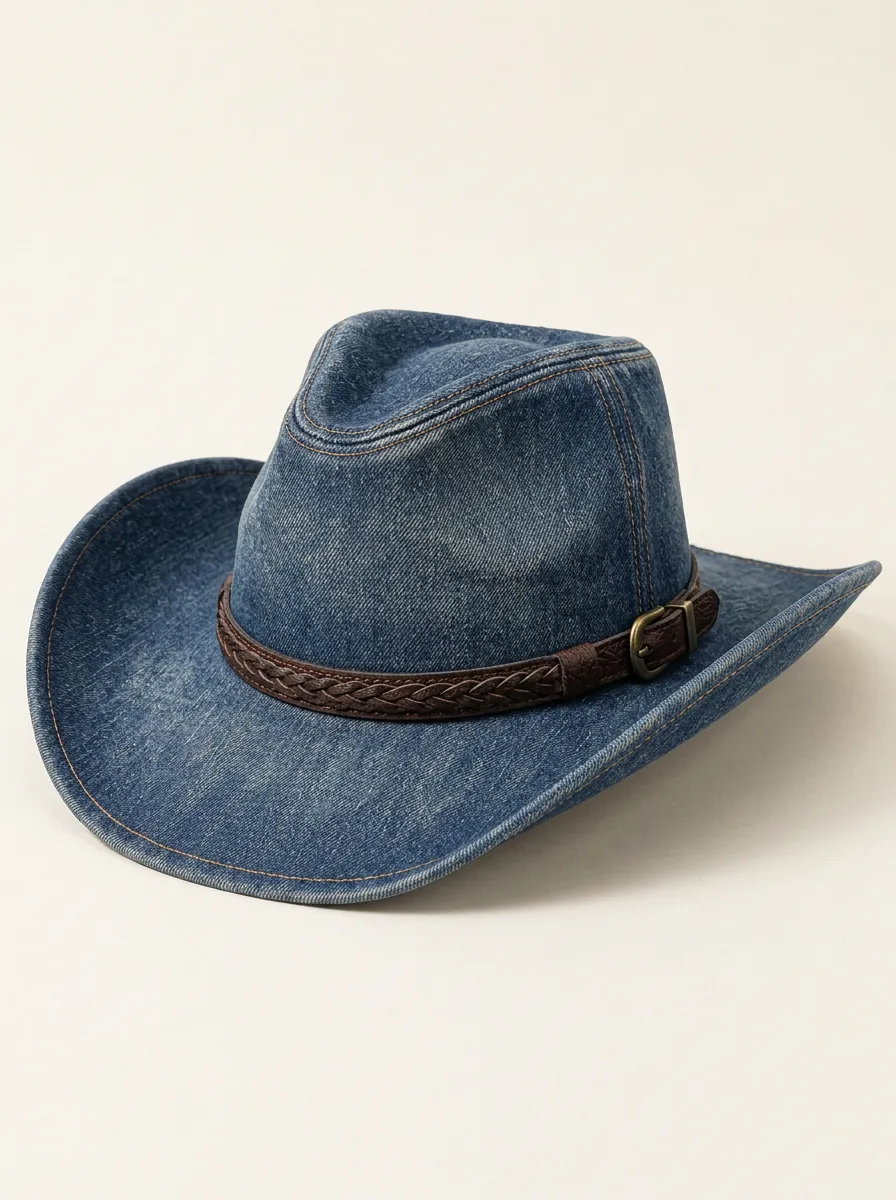Refined Leather Look Curved Brim Breathable Men's Cowboy Hat